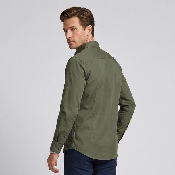 Hemdjacke für Herren aus Baumwolle mit Taschen im Slim Fit Grün 1