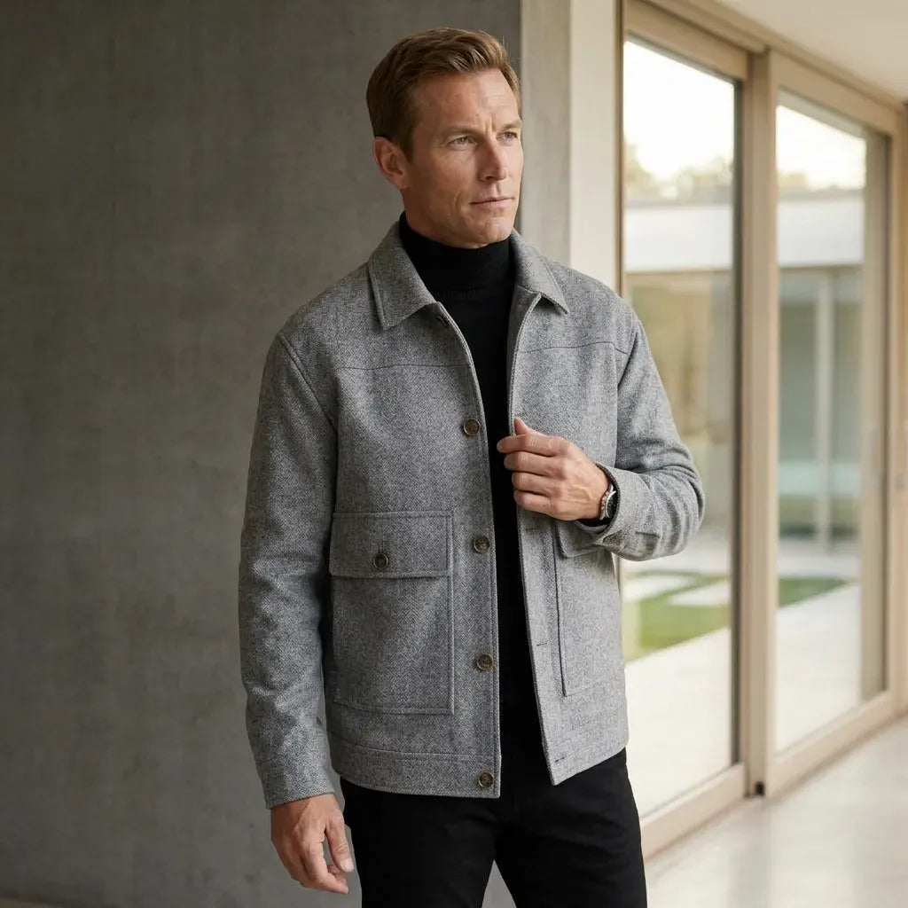 Hemdjacke für Herren aus Twill als Übergangsjacke Grau 2