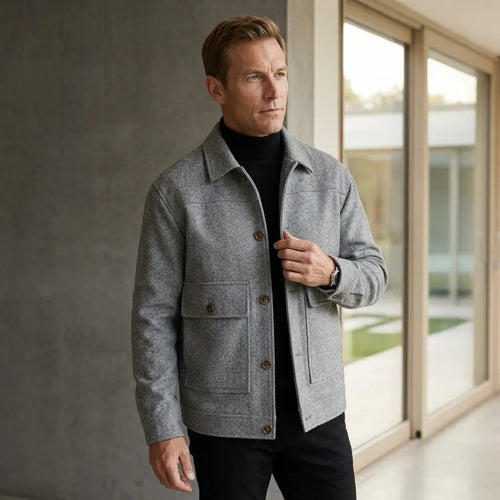 Hemdjacke für Herren aus Twill als Übergangsjacke Grau 2