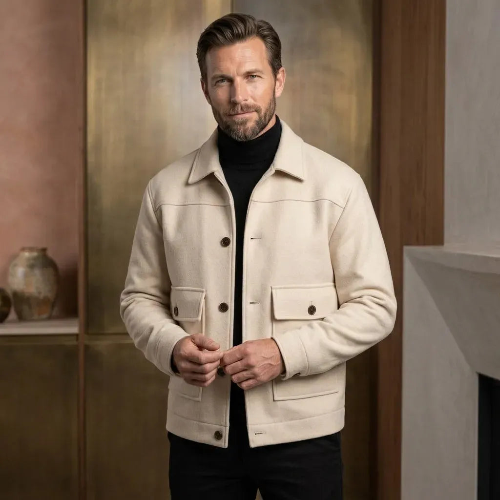 Hemdjacke für Herren aus Twill als Übergangsjacke Beige 3