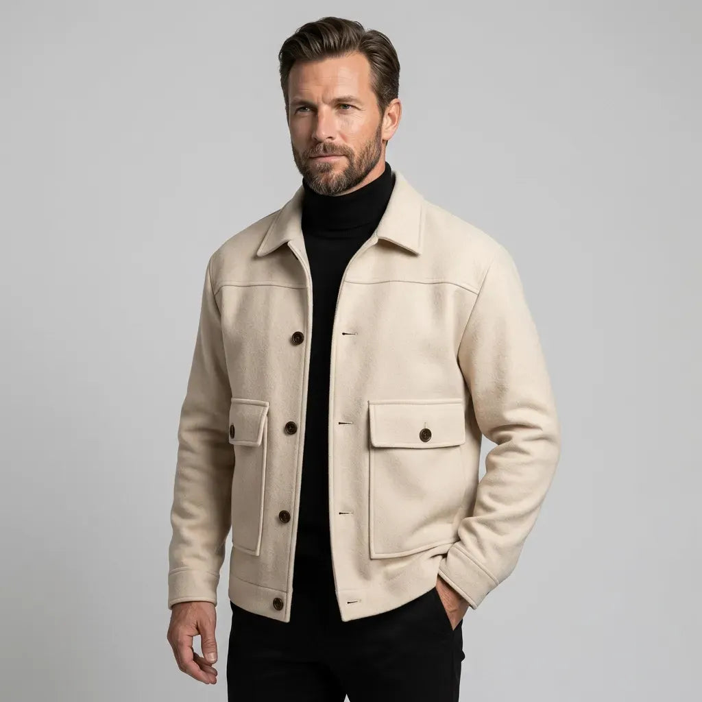 Hemdjacke für Herren aus Twill als Übergangsjacke Beige 4