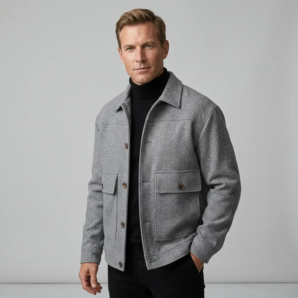 Hemdjacke für Herren aus Twill als Übergangsjacke Grau 5