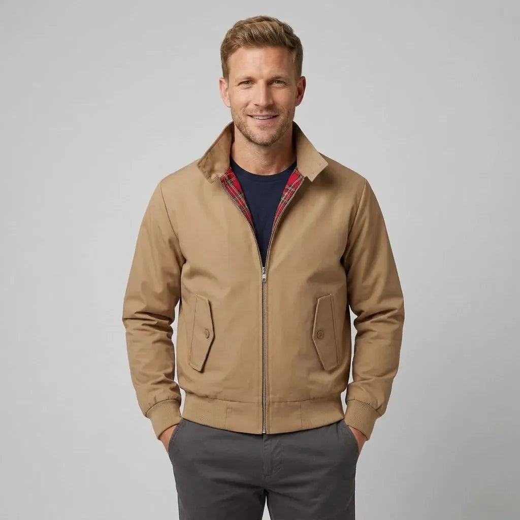 Kurze Jacke für Damen aus Baumwolle mit Karomuster Braun 2