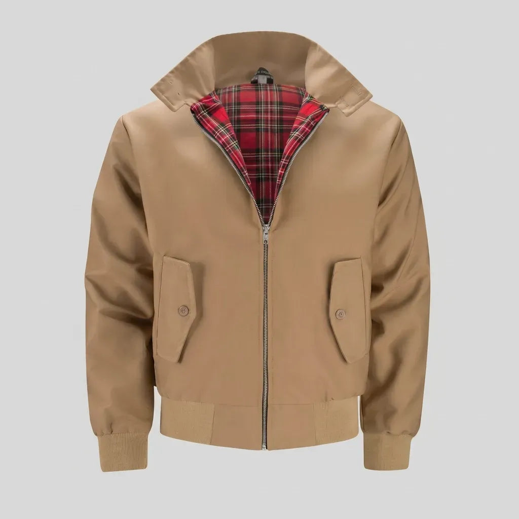 Kurze Jacke für Damen aus Baumwolle mit Karomuster Braun 4