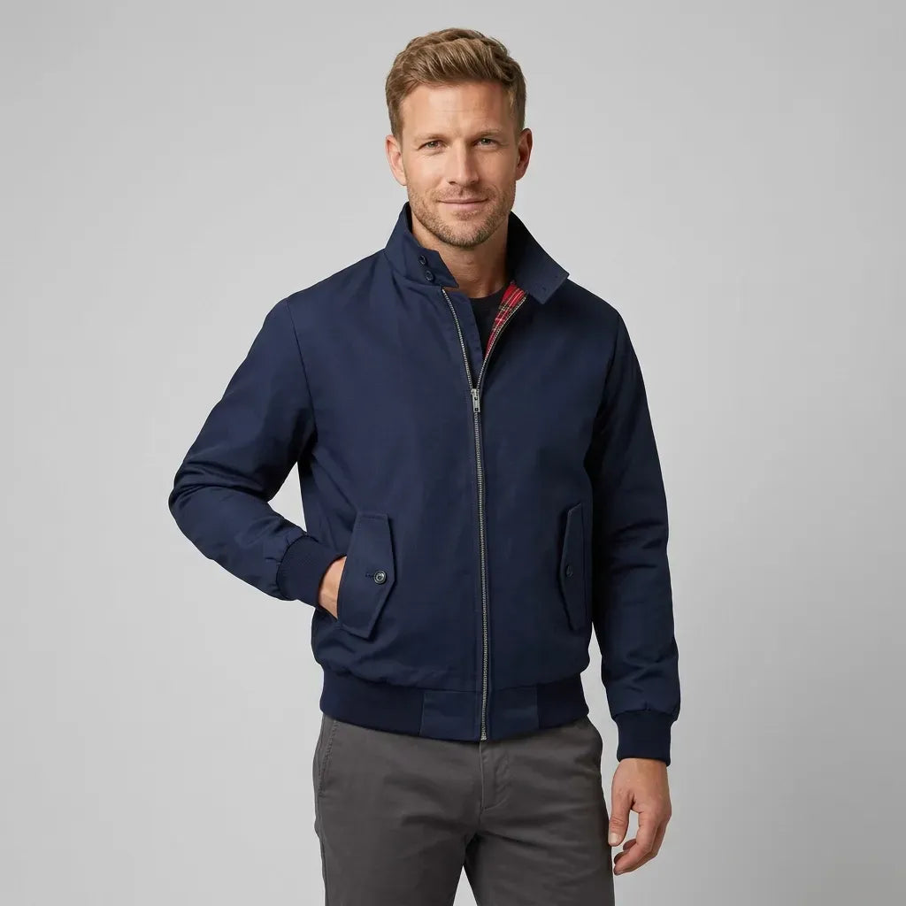 Kurze Jacke für Damen aus Baumwolle mit Karomuster Dunkelblau 7