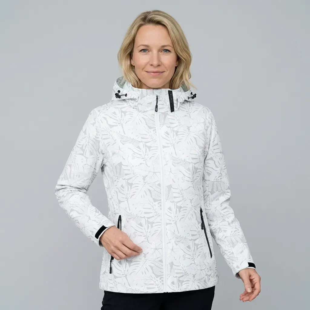 Softshelljacke für Damen mit Kapuze für Outdoor mit winddichtem Material Weiß 8